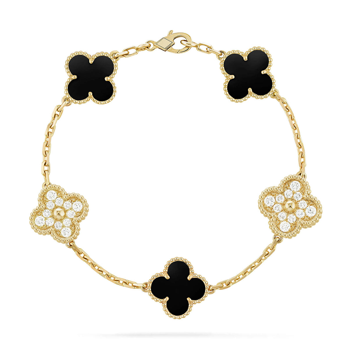 [Max Jewelry ] CLOVER 5 MOTIF ONYXS BRACELET COLLECTION