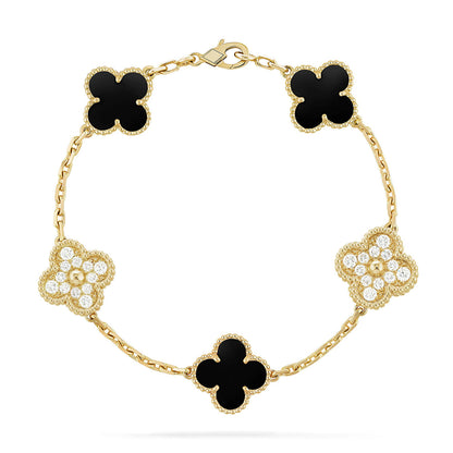 [Max Jewelry ] CLOVER 5 MOTIF ONYXS BRACELET COLLECTION