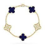 [Plus&Max]LUCKY CLOVER 5-MOTIF BRACELET - LAPIS LAZULI COLLECTION