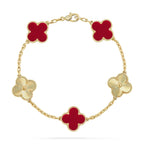 [Plus&Max]LUCKY CLOVER 5-MOTIF BRACELET - RED CARNELIAN COLLECTION