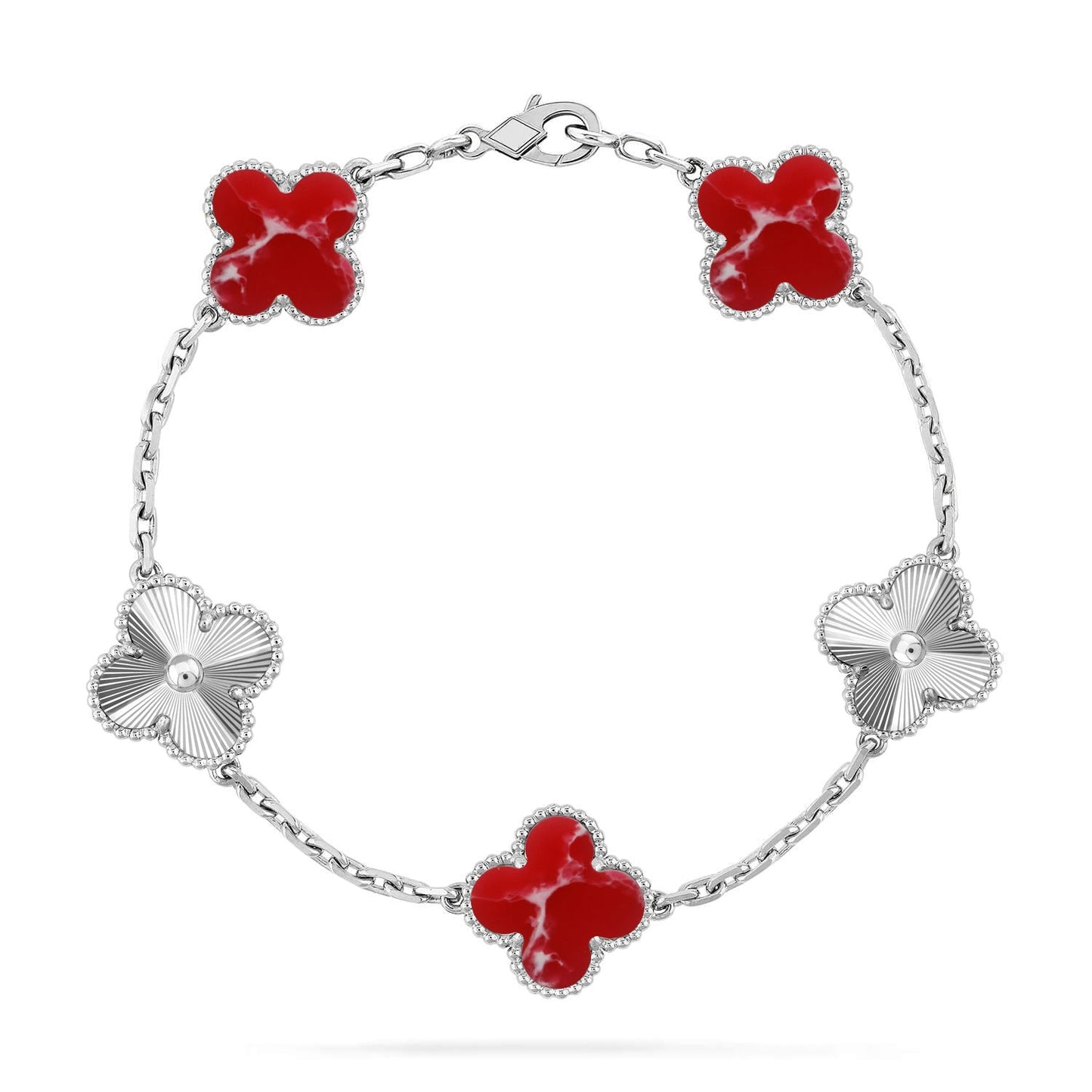 [Max Jewelry ]CLOVER 5 MOTIF RED PATTERN BRACELET COLLECTION
