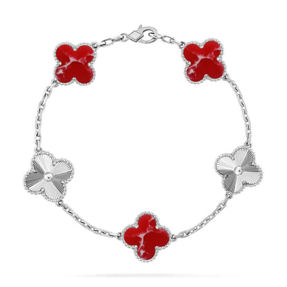 [Max Jewelry ]CLOVER 5 MOTIF RED PATTERN BRACELET COLLECTION