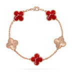 [Plus&Max]LUCKY CLOVER 5-MOTIF BRACELET - RED LARIMAR COLLECTION