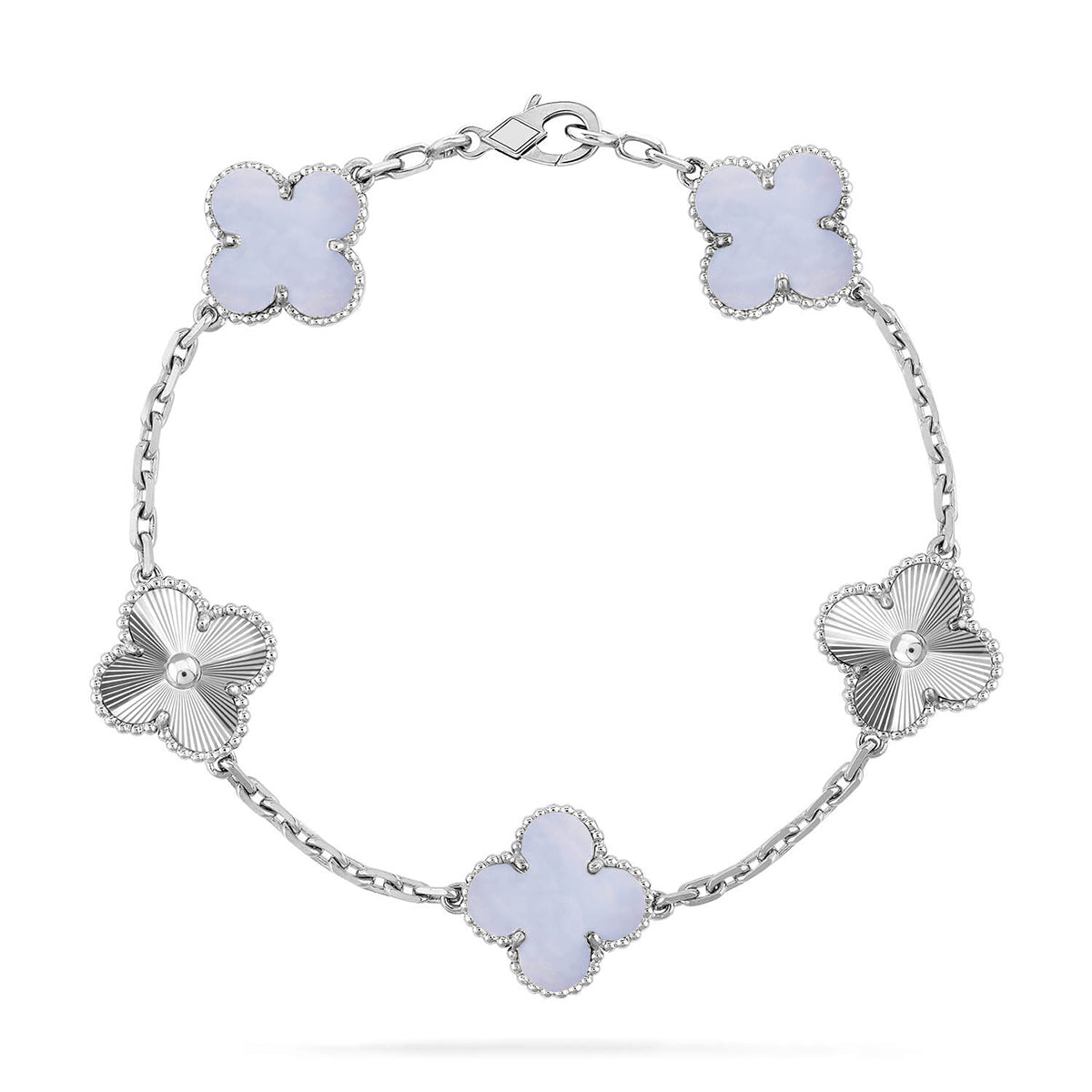 [Max Jewelry ] CLOVER 5 MOTIF PURPLE CHALCEDONY BRACELET COLLECTION