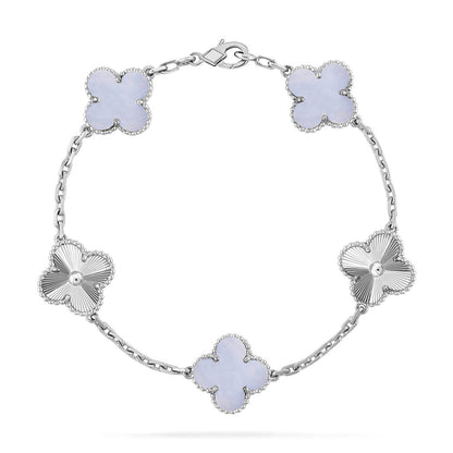 [Max Jewelry ] CLOVER 5 MOTIF PURPLE CHALCEDONY BRACELET COLLECTION