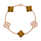 [Plus&Max]LUCKY CLOVER 5-MOTIF BRACELET -  TIGER’S EYE COLLECTION