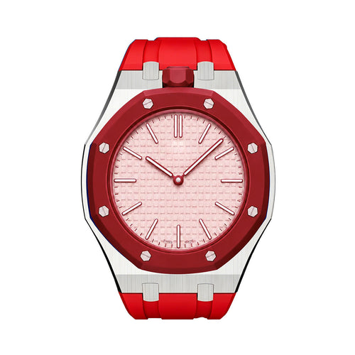 [Plus&Max]OAK POP ORANGE-RED STEEL SILICONE STRAP