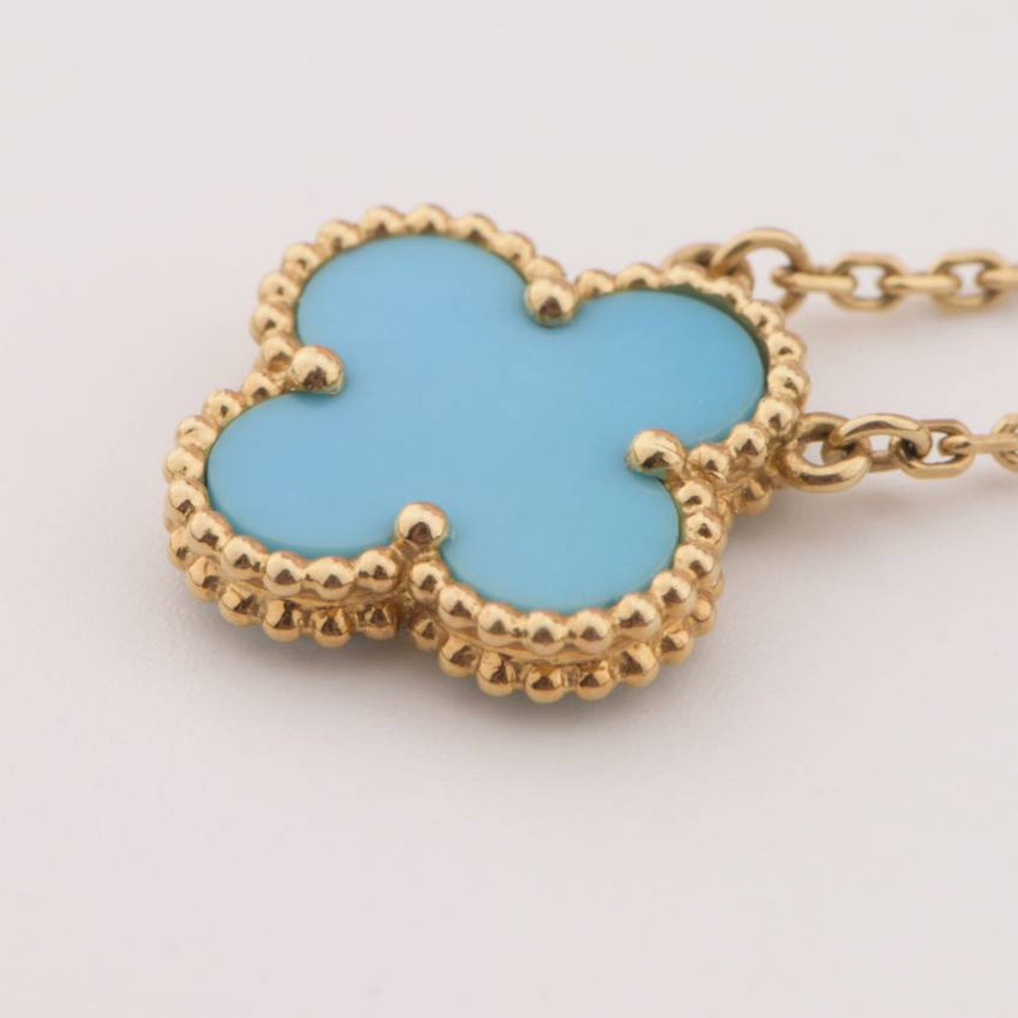 [Max Jewelry ]CLOVER 15MM VINTAGE TURQUOISE NECKLACE
