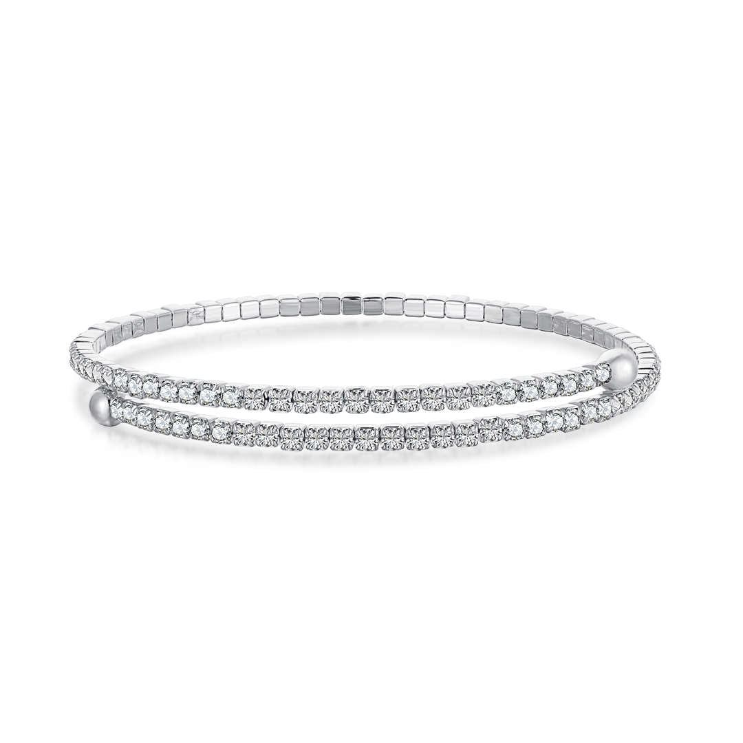 [Max Jewelry ]Row of Diamonds Round Fashion Bracelet