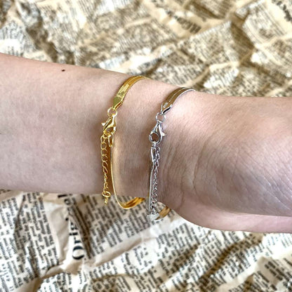 [Max Jewelry ]Flat Snake Bone Chain Blade Necklace