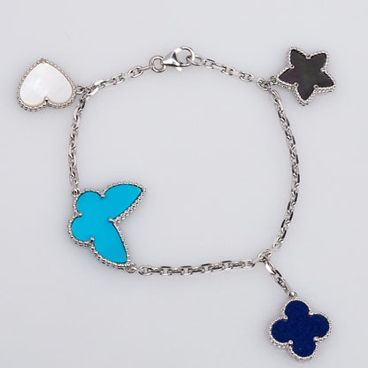 [Max Jewelry ]LUCKY SPRING SILVER BRACELET 4 MOTIF