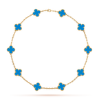 [Plus&Max]CLOVER 10 MOTIFS BLUE AGATE NECKLACE