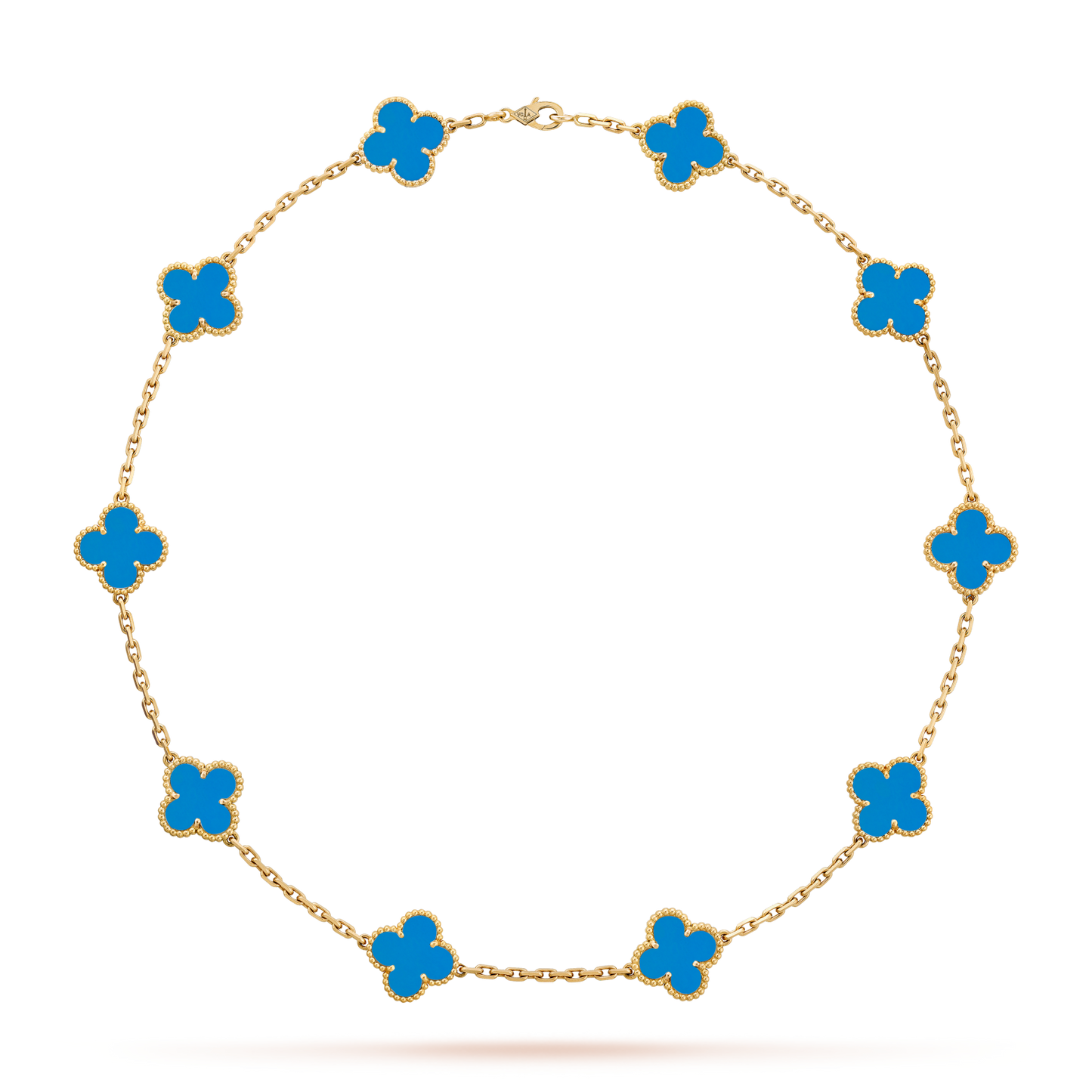 [Max Jewelry ]CLOVER 10 MOTIFS BLUE AGATE NECKLACE