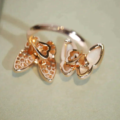 [Max Jewelry ]TWIN BUTTERFLY DIAMOND MOP RING