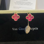 [Plus&Max]NEW CLOVER 15MM PINK ENAMEL STUD EARRINGS