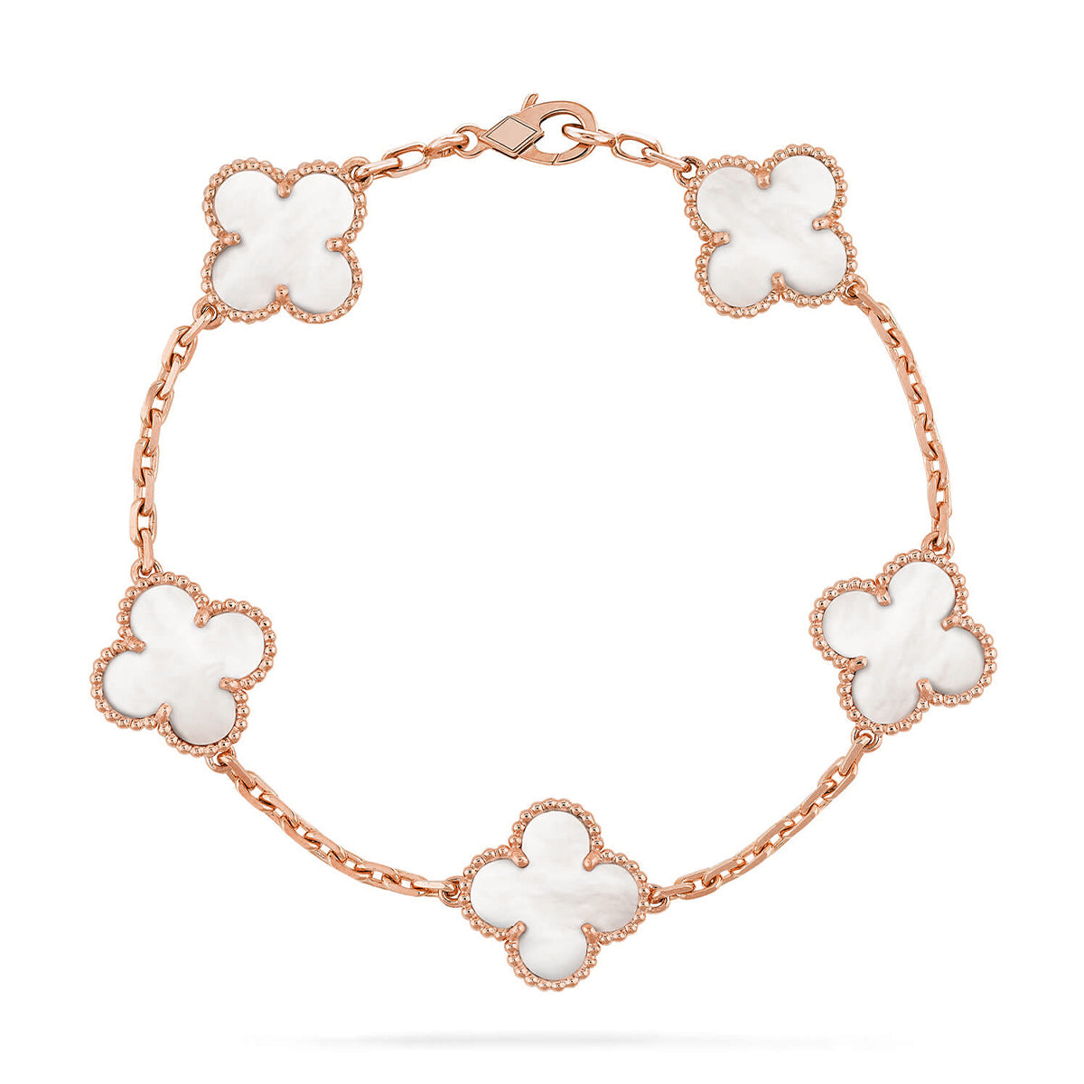 [Max Jewelry ]CLOVER WHITE PEARL MOP 5 MOTIF BRACELET COLLECTION