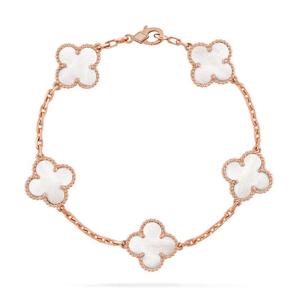 [Max Jewelry ]CLOVER WHITE PEARL MOP 5 MOTIF BRACELET COLLECTION