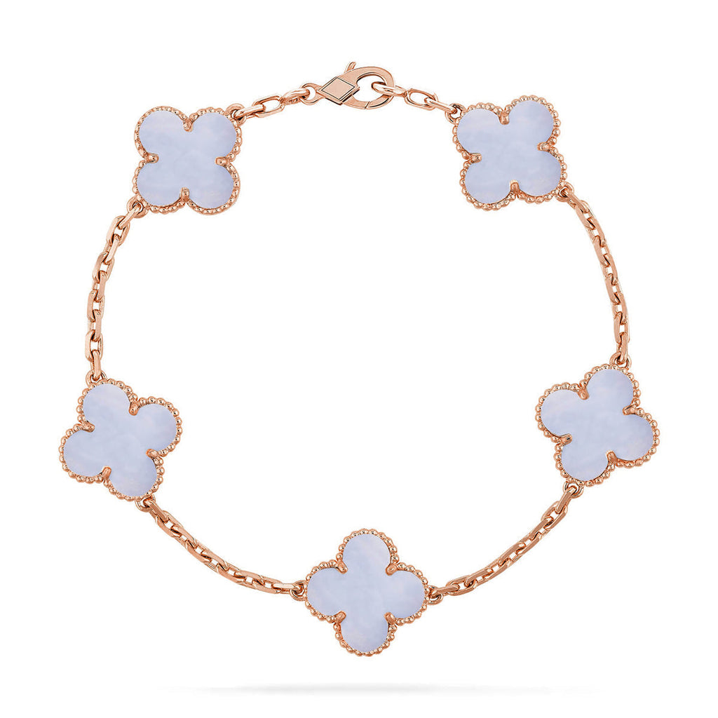 [Plus&Max]LUCKY CLOVER 5-MOTIF BRACELET - PURPLE CHALCEDONY COLLECTION