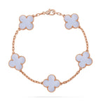 [Plus&Max]LUCKY CLOVER 5-MOTIF BRACELET - PURPLE CHALCEDONY COLLECTION