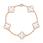 [Plus&Max]LUCKY CLOVER 5-MOTIF BRACELET - WHITE MOTHER-OF-PEARL COLLECTION