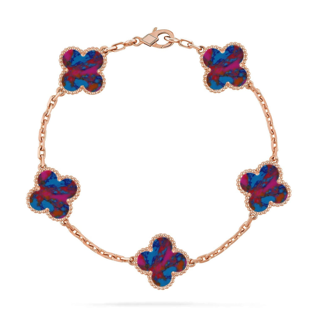 [Plus&Max]LUCKY CLOVER 5-MOTIF BRACELET - MULTI-GEM COLLECTION