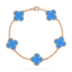 [Plus&Max]LUCKY CLOVER 5-MOTIF BRACELET - BLUE AGATE COLLECTION