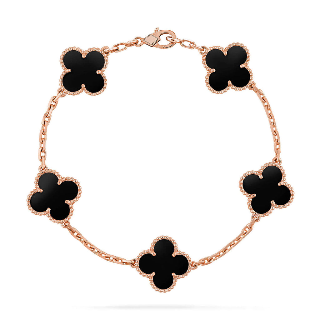 [Plus&Max]LUCKY CLOVER 5-MOTIF BRACELET - BLACK OXNY COLLECTION