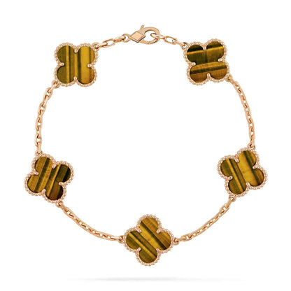 [Max Jewelry ] CLOVER 5 MOTIFS TIGER EYE BRACELET COLLECTION