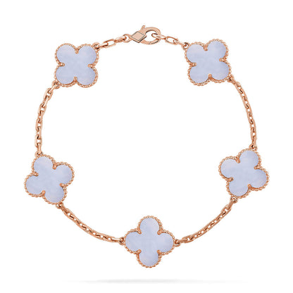 [Max Jewelry ] CLOVER 5 MOTIF PURPLE CHALCEDONY BRACELET COLLECTION