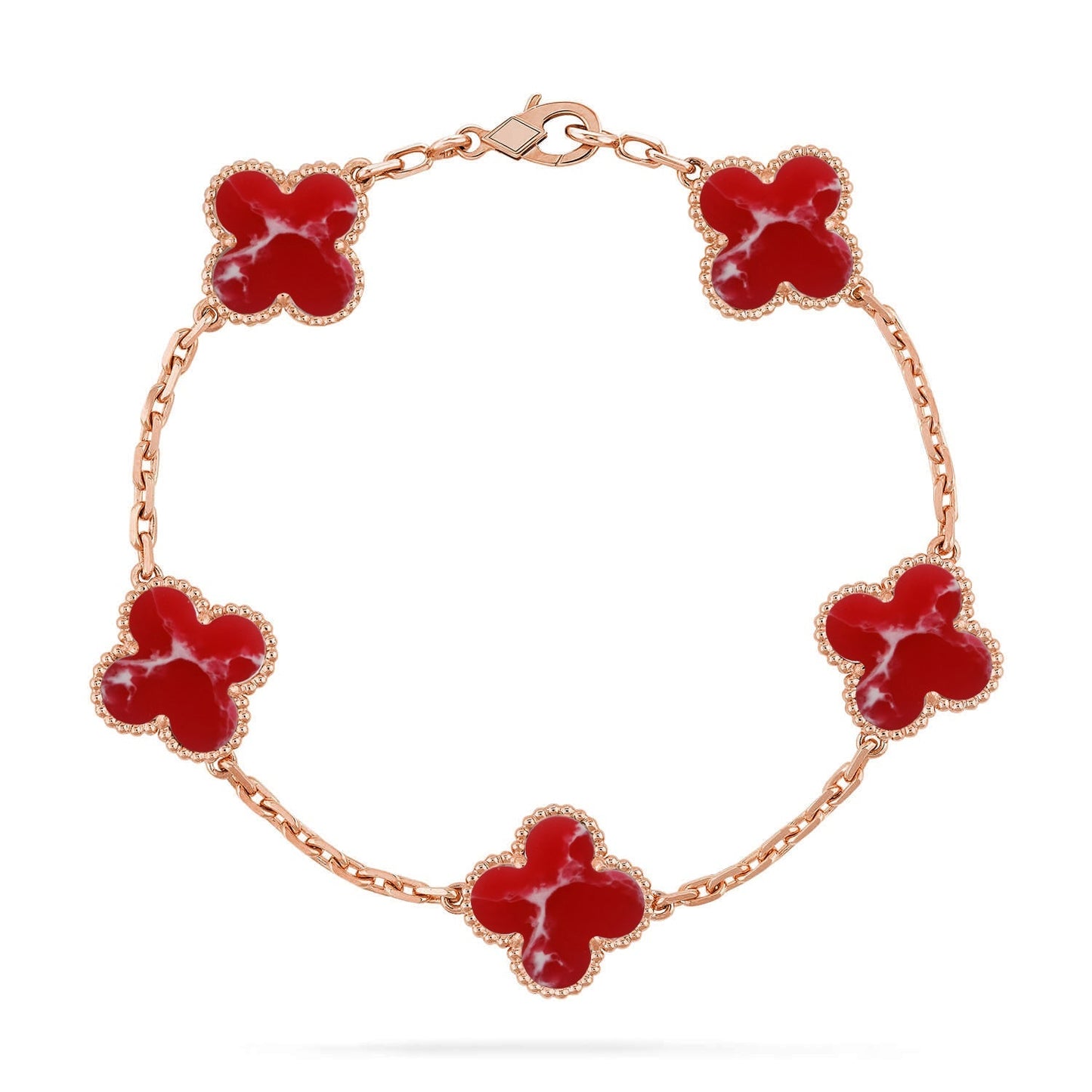 [Max Jewelry ]CLOVER 5 MOTIF RED PATTERN BRACELET COLLECTION