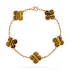 [Plus&Max]LUCKY CLOVER 5-MOTIF BRACELET -  TIGER’S EYE COLLECTION