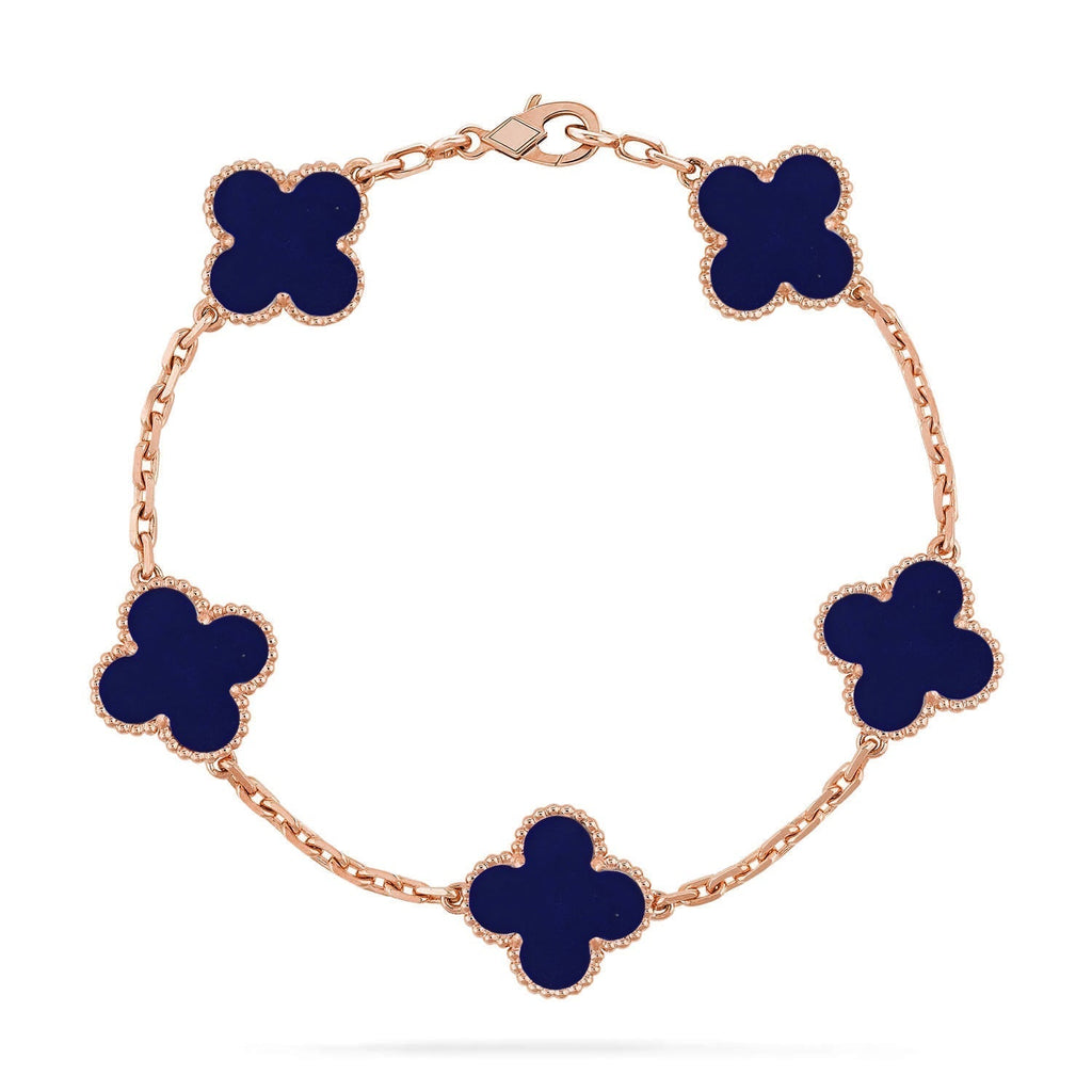 [Plus&Max]LUCKY CLOVER 5-MOTIF BRACELET - LAPIS LAZULI COLLECTION