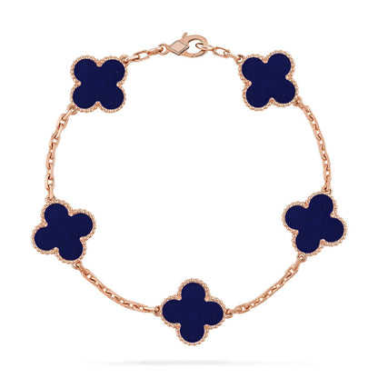 [Plus&Max]LUCKY CLOVER 5-MOTIF BRACELET - LAPIS LAZULI COLLECTION