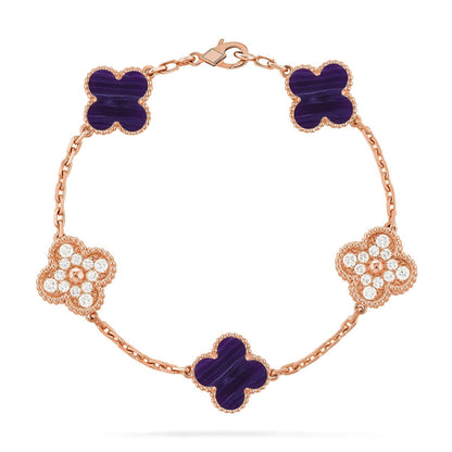 [Plus&Max]LUCKY CLOVER 5-MOTIF BRACELET - CHAROITE COLLECTION