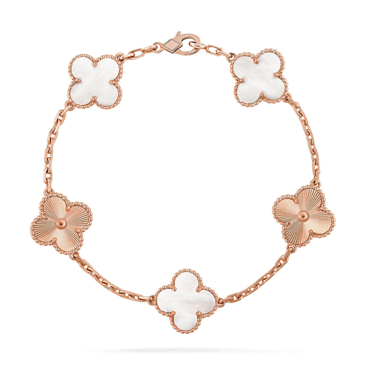[Max Jewelry ]CLOVER WHITE PEARL MOP 5 MOTIF BRACELET COLLECTION