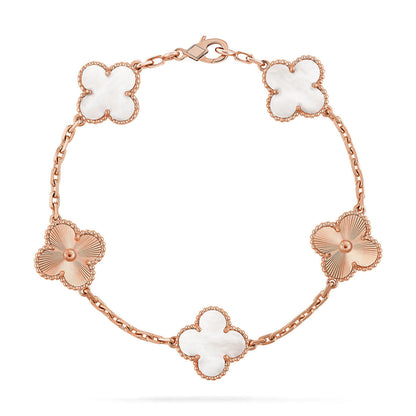 [Max Jewelry ]CLOVER WHITE PEARL MOP 5 MOTIF BRACELET COLLECTION