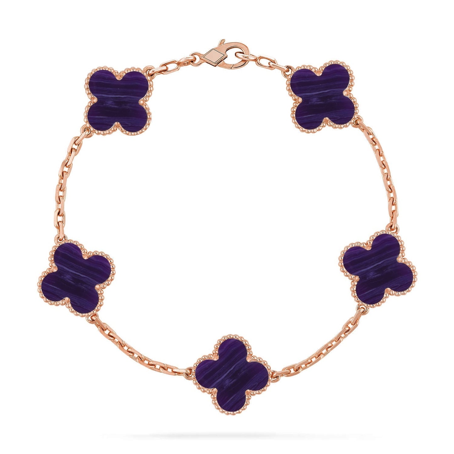 [Max Jewelry ]CLOVER 5 MOTIF PURPLE STRIPES BRACELET COLLECTION