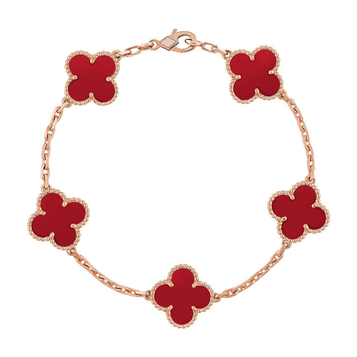 [Max Jewelry ] CLOVER 5 MOTIF RED CORNELIAN BRACELET COLLECTION