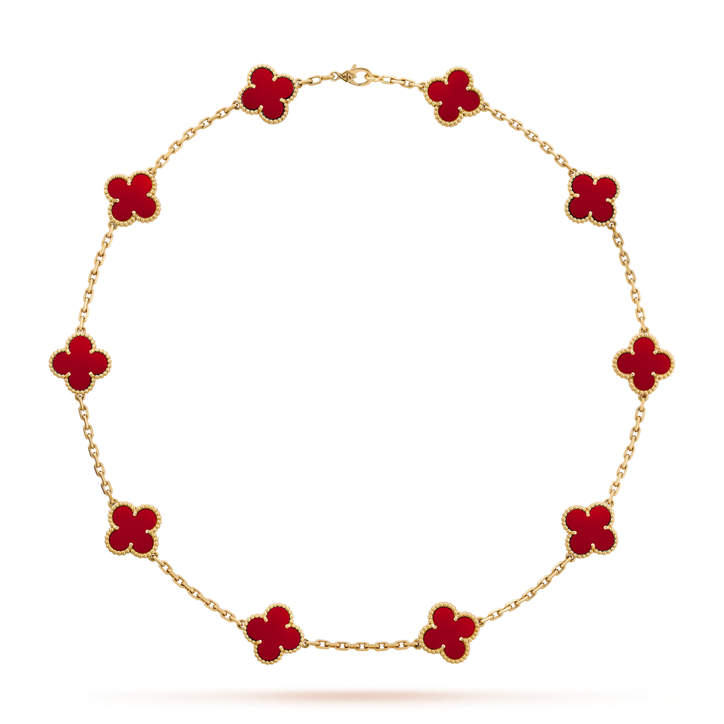 [Plus&Max]CLOVER 10 MOTIFS CARNELIAN NECKLACE