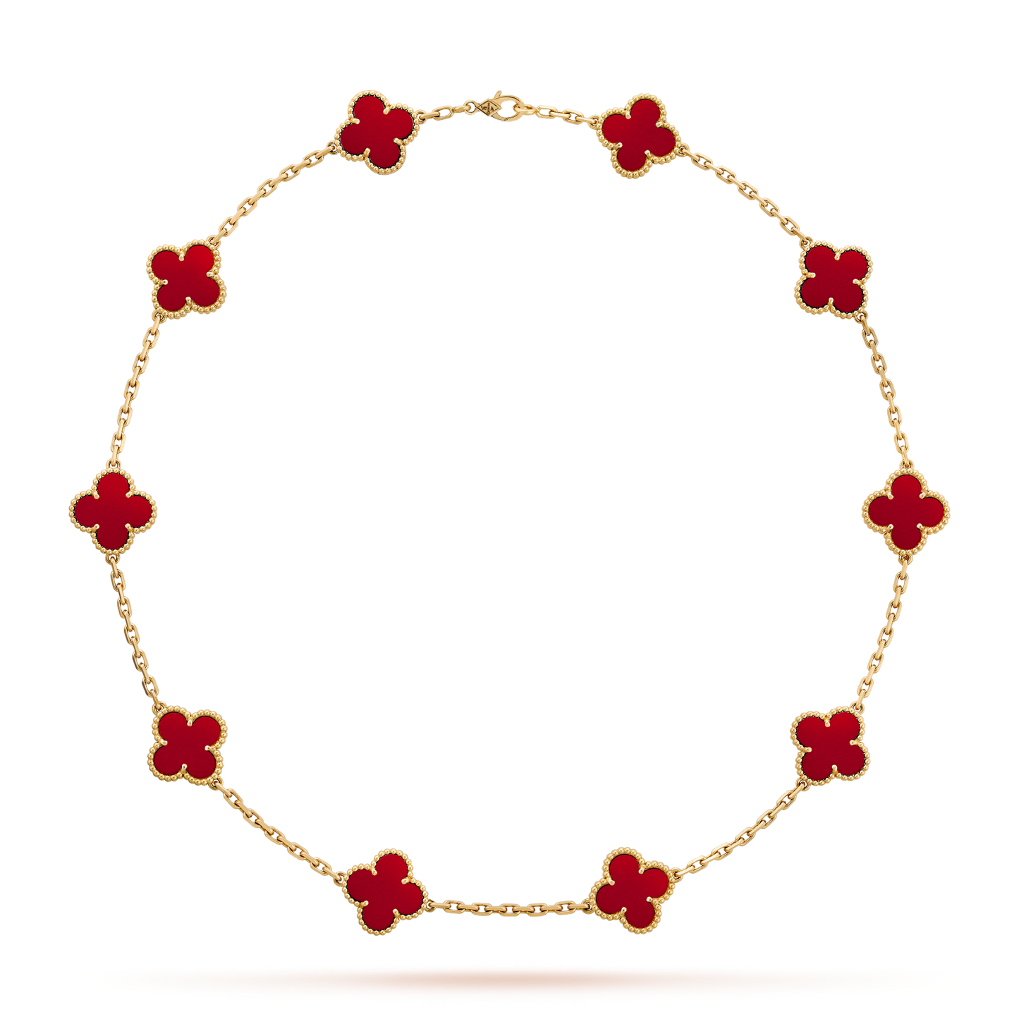 [Max Jewelry ]CLOVER 10 MOTIFS CARNELIAN NECKLACE