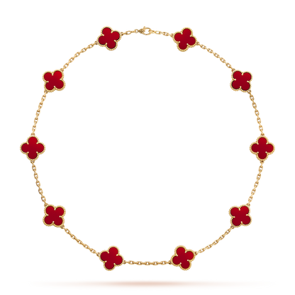 [Max Jewelry ]CLOVER 10 MOTIFS CARNELIAN NECKLACE