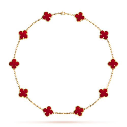 [Plus&Max]CLOVER 10 MOTIFS CARNELIAN NECKLACE
