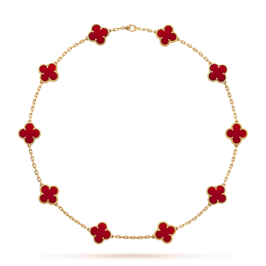[Max Jewelry ]CLOVER 10 MOTIFS CARNELIAN NECKLACE
