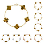 [Plus&Max]LUCKY CLOVER 5-MOTIF BRACELET -  TIGER’S EYE COLLECTION