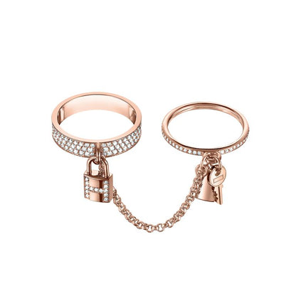 [Max Jewelry ]HM KELLY CLOCHETTE DOUBLE RING IN  WITH DIAMONDS