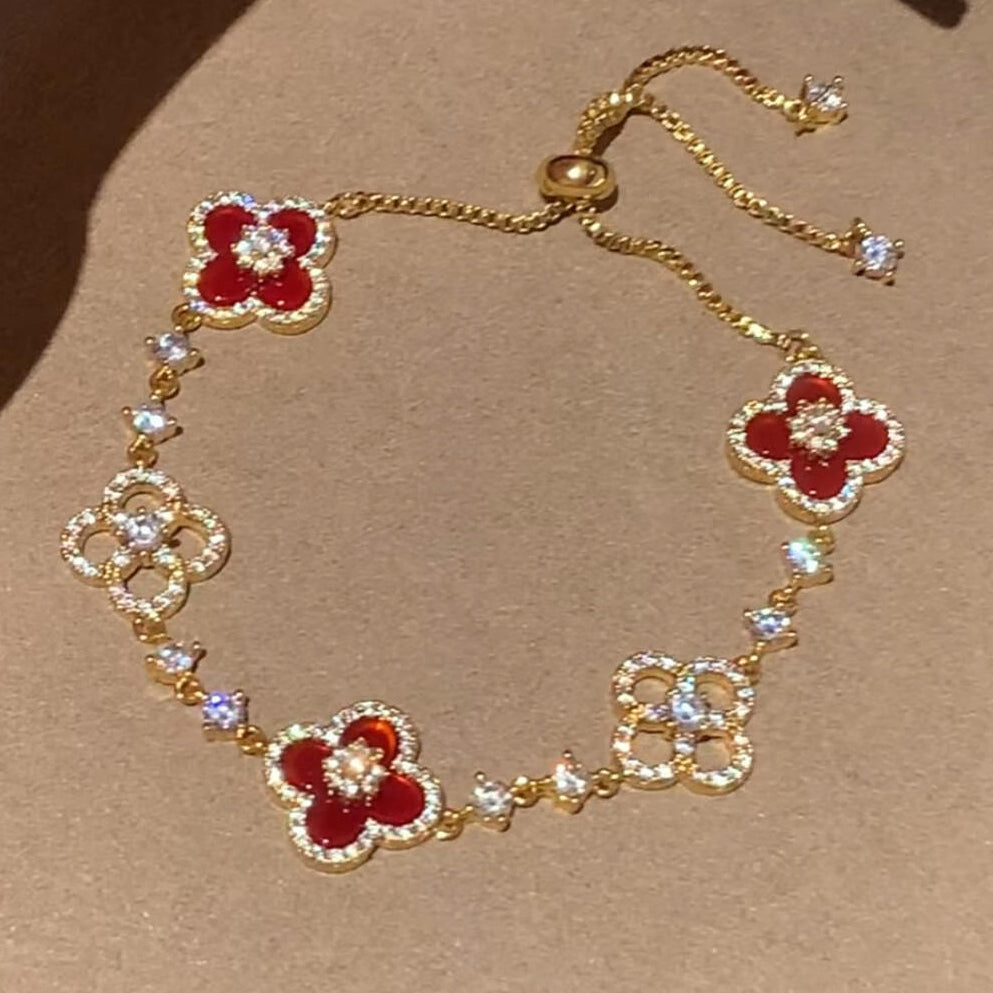 [Max Jewelry ]CLOVER 5 MOTIF PINK BLUE RED WHITE BRACELET