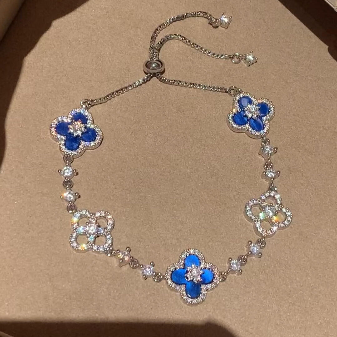 [Max Jewelry ]CLOVER 5 MOTIF PINK BLUE RED WHITE BRACELET