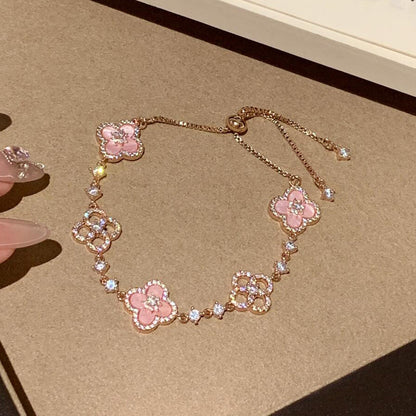 [Max Jewelry ]CLOVER 5 MOTIF PINK BLUE RED WHITE BRACELET
