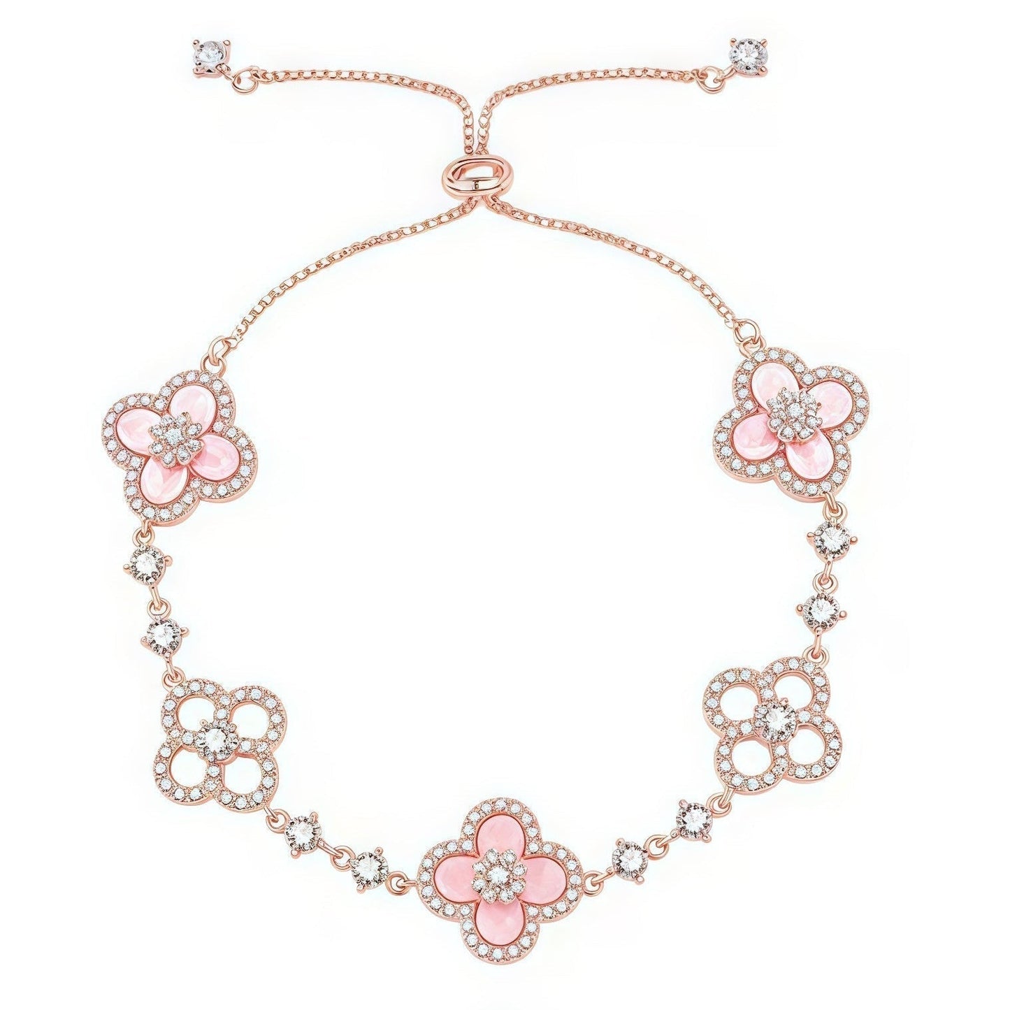 [Max Jewelry ]CLOVER 5 MOTIF PINK BLUE RED WHITE BRACELET