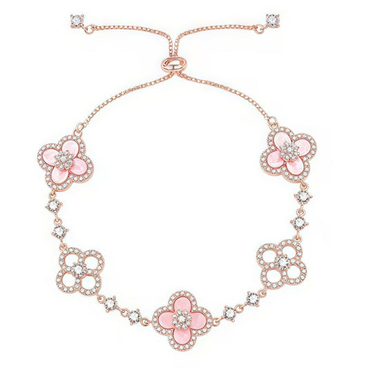 [Max Jewelry ]CLOVER 5 MOTIF PINK BLUE RED WHITE BRACELET